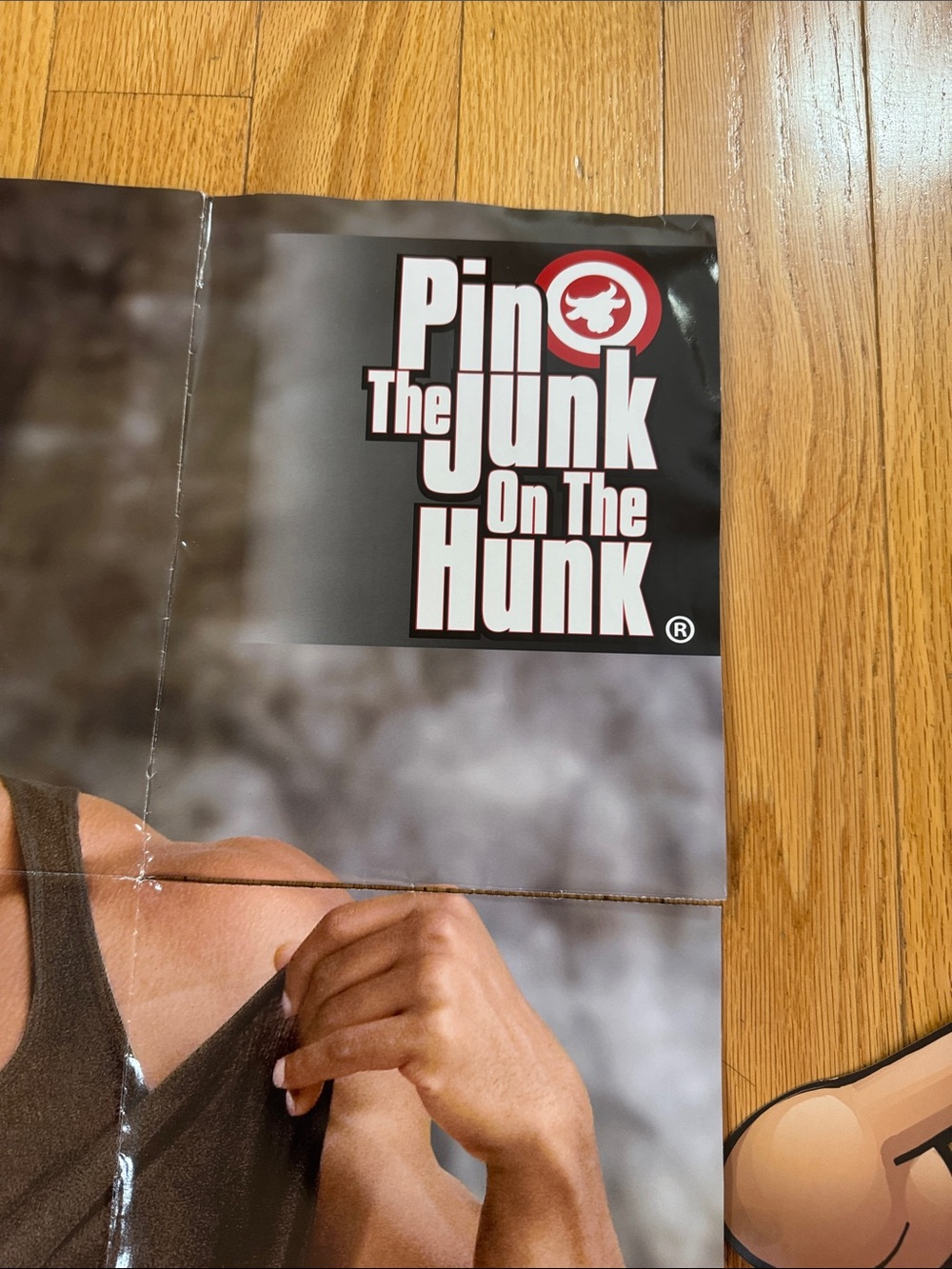 Bachelorette party pin the junk on the hunk posterboard